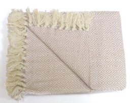 Rapport Rona 100% Cotton Throw Geomectric Tassel Blanket 127X152Cm Blush Pink - thumbnail 2