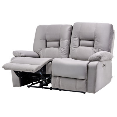 Beliani Electric Recliner Sofa 2 Seater Bergen Velvet Grey - image 1