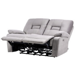 Beliani Electric Recliner Sofa 2 Seater Bergen Velvet Grey - thumbnail 5