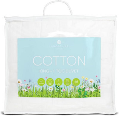 Lancashire Textiles 1Tog Cotton King Duvet Anti-Allergic Lightweight Blanket For Deep And Comfortable Sleep- 225 X 220Cm - image 1