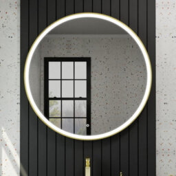 Harper & Harlow 1000X1000 Lyra Brushed Brass Led Round Illuminated Bathroom Mirror - thumbnail 8