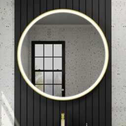 Harper & Harlow 1000X1000 Lyra Brushed Brass Led Round Illuminated Bathroom Mirror - thumbnail 2
