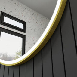 Harper & Harlow 1000X1000 Lyra Brushed Brass Led Round Illuminated Bathroom Mirror - thumbnail 3