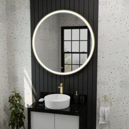 Harper & Harlow 1000X1000 Lyra Brushed Brass Led Round Illuminated Bathroom Mirror - thumbnail 6