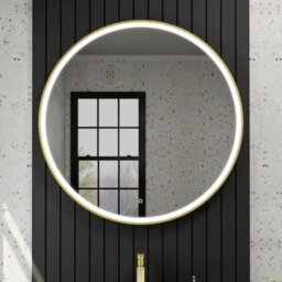 Harper & Harlow 1000X1000 Lyra Brushed Brass Led Round Illuminated Bathroom Mirror - thumbnail 5