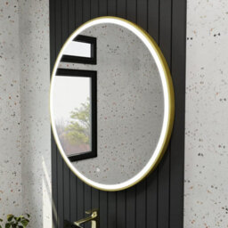 Harper & Harlow 1000X1000 Lyra Brushed Brass Led Round Illuminated Bathroom Mirror - thumbnail 7