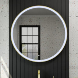 Harper & Harlow 1000X1000 Lyra Brushed Brass Led Round Illuminated Bathroom Mirror - thumbnail 4