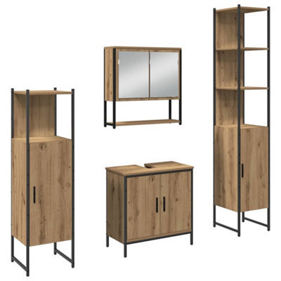 Berkfield Modern 4 Piece Bathroom Furniture Set Artisan Oak Engineered Wood - image 1
