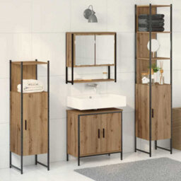 Berkfield Modern 4 Piece Bathroom Furniture Set Artisan Oak Engineered Wood - thumbnail 2