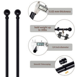 Aspire Homeware Plain Metal Curtain Pole With Ball Finials Extendable Rod 160-300 Cm (Matte Black) - thumbnail 4