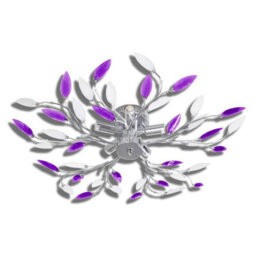 Vidaxl Purple&white Ceiling Lamp Acrylic Crystal Leaf Arms For 5 E14 Bulbs Pendant Lamps - thumbnail 2