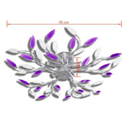 Vidaxl Purple&white Ceiling Lamp Acrylic Crystal Leaf Arms For 5 E14 Bulbs Pendant Lamps - thumbnail 6