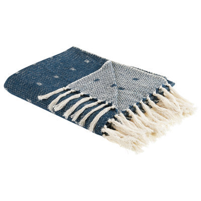 Beliani Blanket Taari Cotton 130 X 170 Cm Teal - image 1