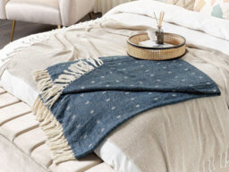 Beliani Blanket Taari Cotton 130 X 170 Cm Teal - thumbnail 2