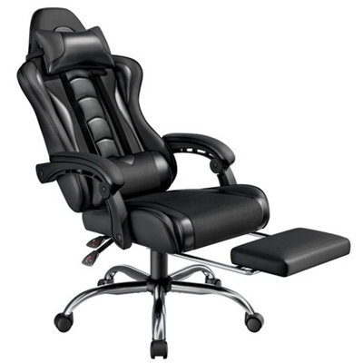 Ergonomic Gaming Chair, High Back Office Chair With Slide-Out Footrest Black - image 1