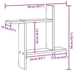 Vidaxl Wall Shelves 2 Pcs Concrete Grey 50X12X50 Cm Engineered Wood - thumbnail 3