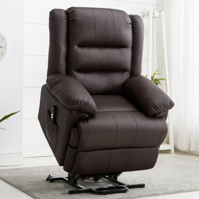 More4Homes Loxley Dual Motor Electric Riser Rise Recliner Bonded Leather Armchair Electric Lift Chair (Brown) - image 1