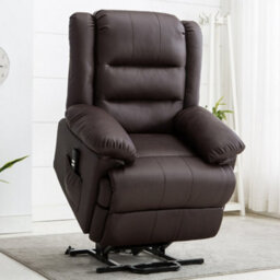 More4Homes Loxley Dual Motor Electric Riser Rise Recliner Bonded Leather Armchair Electric Lift Chair (Brown)