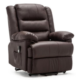 More4Homes Loxley Dual Motor Electric Riser Rise Recliner Bonded Leather Armchair Electric Lift Chair (Brown) - thumbnail 2