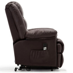 More4Homes Loxley Dual Motor Electric Riser Rise Recliner Bonded Leather Armchair Electric Lift Chair (Brown) - thumbnail 3