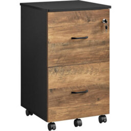 Rolling File Cabinet With Locks, Office Printer Stand, Document Storage, Hanging File Organizer, Honey Brown And Ink Black - thumbnail 6