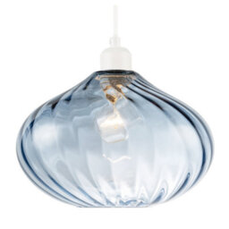 Happy Homewares Modern Designer Dusty Blue Line Twisted Glass Pendant Lighting Shade - thumbnail 2