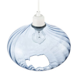 Happy Homewares Modern Designer Dusty Blue Line Twisted Glass Pendant Lighting Shade - thumbnail 3