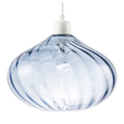 Happy Homewares Modern Designer Dusty Blue Line Twisted Glass Pendant Lighting Shade - thumbnail 4