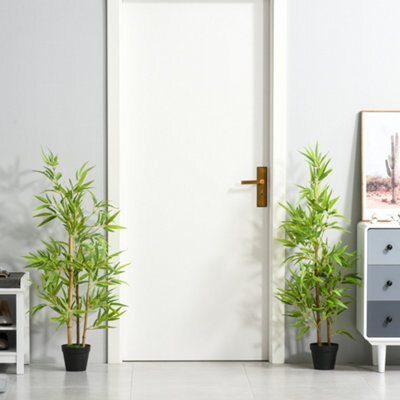 Outsunny Set Of 2 120Cm/4Ft Artificial Bamboo Trees Plant W/ Pot Indoor - image 1