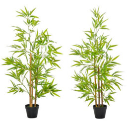 Outsunny Set Of 2 120Cm/4Ft Artificial Bamboo Trees Plant W/ Pot Indoor - thumbnail 2
