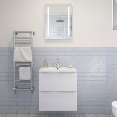 Sensio Ester Plus White Rectangular Wall-Mounted Bathroom & Wc Illuminated Contemporary Illuminated Mirror (H)65Cm (W)50Cm - image 1