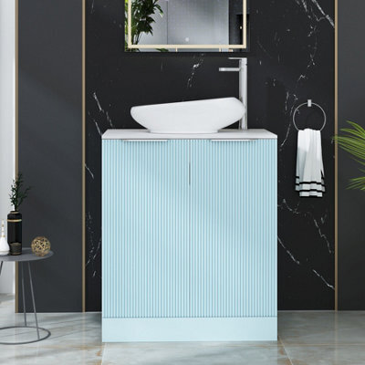 Royal Bathrooms Evora 700mm Powder Blue Fluted Floor Standing Countertop Vanity Unit 2 Door With Nova Basin - image 1