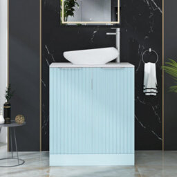 Royal Bathrooms Evora 700mm Powder Blue Fluted Floor Standing Countertop Vanity Unit 2 Door With Nova Basin - thumbnail 1