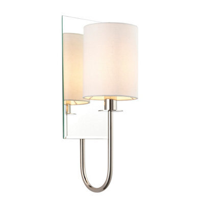 Luminosa Lighting Luminosa Pisa Shade Wall Lamp, Bright Nickel Plate, Vintage White Fabric - image 1