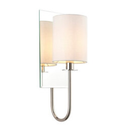 Luminosa Lighting Luminosa Pisa Shade Wall Lamp, Bright Nickel Plate, Vintage White Fabric