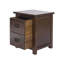 Wooden 2 Drawer Bedside Table Cabinet Unit Dark Stained Wood - thumbnail 3
