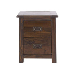 Wooden 2 Drawer Bedside Table Cabinet Unit Dark Stained Wood - thumbnail 2