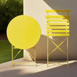 Mof 3-Piece Folding Bistro Set, Outdoor Garden Metal Table And Chairs, Powder-Coated Steel, 4 Colours Available (Yellow) - thumbnail 8