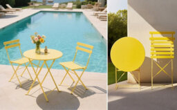Mof 3-Piece Folding Bistro Set, Outdoor Garden Metal Table And Chairs, Powder-Coated Steel, 4 Colours Available (Yellow) - thumbnail 9