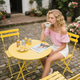 Mof 3-Piece Folding Bistro Set, Outdoor Garden Metal Table And Chairs, Powder-Coated Steel, 4 Colours Available (Yellow) - thumbnail 5