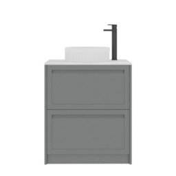 Royal Bathrooms Royal Bathroom Elmore 700mm Matt Pebble Grey Freestanding Countertop Bathroom Vanity Unit 2 Drawer With Round Basin - thumbnail 7