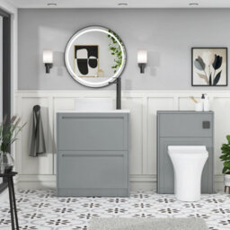 Royal Bathrooms Royal Bathroom Elmore 700mm Matt Pebble Grey Freestanding Countertop Bathroom Vanity Unit 2 Drawer With Round Basin - thumbnail 5
