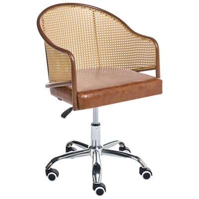 Beliani Desk Chair Redding Faux Leather Brown - image 1
