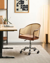 Beliani Desk Chair Redding Faux Leather Brown - thumbnail 2