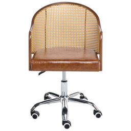 Beliani Desk Chair Redding Faux Leather Brown - thumbnail 5
