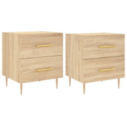 Berkfield Modern Bedside Cabinets 2 Pcs Sonoma Oak 40X35X47.5 Cm Engineered Wood - thumbnail 1