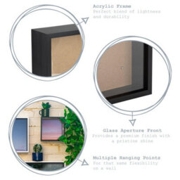"Nicola Spring 8 X 8"" Deep Photo Frames - Black/white Mount - 3D Deep Box Picture Frame Display Case (22.5 X 22.5Cm) X5" - thumbnail 2