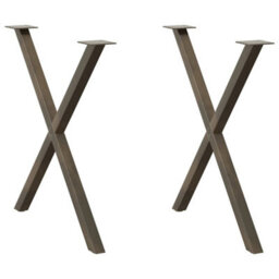 Berkfield Dining Table Legs X-Shaped 2 Pcs Natural Steel 70X(72-73) Cm Steel - thumbnail 1