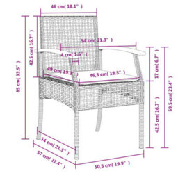 Berkfield 7 Piece Garden Dining Set With Cushions Grey Poly Rattan - thumbnail 8