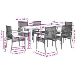 Berkfield 7 Piece Garden Dining Set With Cushions Grey Poly Rattan - thumbnail 7